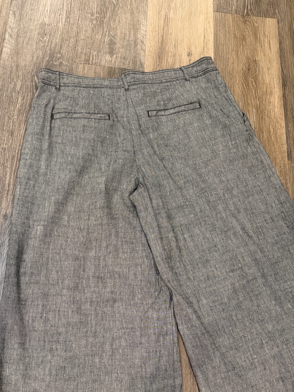 Anthropologie gray pleated linen blend wide leg pants size 14 - Picture 4 of 7